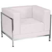 Flash Furniture – Fauteuil contemporain série HERCULES Imagination, cuir blanc avec garnitures inox (ZBIMAGRTCNRWH)-Chaise modulaire
