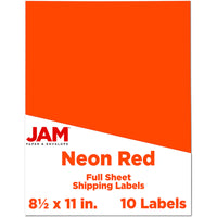 JAM Paper - Étiquettes d'expédition papier autocollant pleine page - 8 1/2 po x 11 po - Rouge foncé néon / Orange - Paquet de 10-Emballage anglais seulement