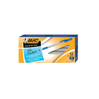 BIC - Stylos à bille avec prise RoundStic - 0,8 mm - bleu - paquet de 12-Prise améliorée!