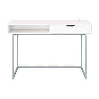 CorLiving - Bureau Auston à tirroir unique - Blanc-Finition en faux bois blanc léger de haute qualité
