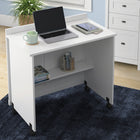 Sauder 53"W La Collection Cottage Road Crédence avec bureau - Finition White-  Étagères divisées pour ranger votre équipement audio/vidéo dans un espace pratique