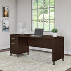 Bush Furniture - Bureau 72 po avec tiroirs Somerset - Cerisier moka-Le bureau d’ordinateur comprend un passe-fils pratique pour garder les fils et les câbles à l’écart