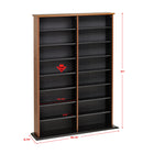 Prepac - Étagère murale double largeur, cerisier et noir-Capacité : 640 CD, 270 DVD, 480 disques Blu-ray, 160 cassettes VHS ou une combinaison d'entre eux