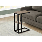 Monarch Specialties - 3672 Table D'Appoint - 25 po H/Taupe Fonce/Metal Noir-Comprend un dessus table rectangulaire de couleur taupe fonce et un cadre en metal noir avec une petite etagere secondaire