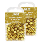 JAM Paper – Punaises, or, dessus arrondi, 2 paquets de 100, total de 200 (22432213a)-Plastique doré avec pointe métallique