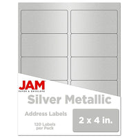 Jam Paper Étiquettes postales, 2 x 4 po, argent métallique, 120/paquet (40732539)-Étiquettes avec adresse d’expédition