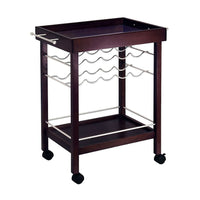 Winsome – Chariot-bar, dessus miroir, support à vin, Espresso-Ce chariot à vin peut contenir tout le nécessaire pour un bar portatif.  Il peut stocker jusqu’à 10 bouteilles dans sa partie supérieure et sa partie inférieure peut contenir plus de bouteilles et de verres. La tablette du haut est idéal pour poser des verres pleins et des plateaux d’amuse-gueules.
