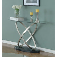 Brassex – Table de salon Chantal, argent/noir (275-08)-Fini noir/argent avec verre trempé