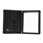 AshlinMD – Porte-documents à fermeture éclair AFONSO, pochette pour téléphone intelligent et 2 passants à stylos, noir-3 fermetures éclair sur le côté.