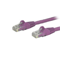 StarTech Câble de raccordement Ethernet Cat6 avec connecteurs antiaccrochements RJ-45, 1 pi, violet (N6PATCH1PL)-Protecteurs de pinces pour connecteur RJ-45 empêchent le câble de s’accrocher ou de briser pendant l’installation