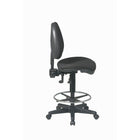 Work Smart - Fauteuil de dessinateur deluxe ergonomique avec repose-pieds circulaire ajustable de 18,5 po de diamètre-Réglage pneumatique à une touche de la hauteur du siège