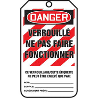 Accuform Signs - Étiquettes De Verrouillage, Papier Cartonné, 3-1/8po La X 5-7/8po H, Français, paquet de 25-Hauteur 5-7/8po