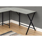 Monarch Specialties - 7196 Bureau - 55 po L/Dessus Gris De Coin/Metal Noir-Cadre en métal noir solide avec pied au style croisés à chaque extrémité