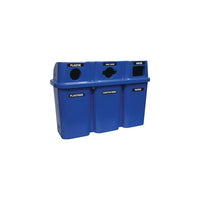 Techstar Plastics – Contenant de recyclage triple Bullseye, 75 gallons, bleu (575-BLUE)-Capacité : 3 x 114 L/90 gallons américains
