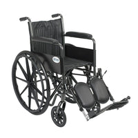 Drive Medical – Fauteuil roulant Silver Sport 2 avec accoudoirs, appuie-jambes fixes et siège de 18 po-Noir, acier