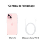 Apple - iPhone 15 6,1 po ecran Liquid Retina, 128 Go, Rose, Bell et Virgin Plus-Garantie limitée d'un an du fabricant