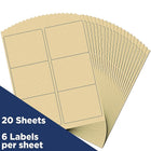 Jam Paper Étiquettes postales, 3 1/3 x 4 po, or métallique, 120/paquet (336731902)-10 étiquettes par feuille
