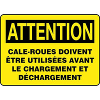 Accuform Signs - Enseigne « Cale-Roues Doivent Être Utilisées », 14po x 10po, Vinyle, Français-Type d'affichage Adhésif
