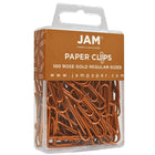 JAM Paper – Trombones standards colorés, petits, rose doré, 100/paquet (21832057)-Quantité : 100 trombones/boîte
