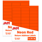 JAM Paper Étiquettes postales, 1 x 2 5/8 po, rouge néon, 240/paquet-Étiquettes postales