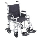 Drive Medical – Fauteuil de transport Poly-Fly avec appuis-pieds escamotables avec siège de 20 po-Argenté, aluminium