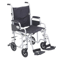 Drive Medical – Fauteuil de transport Poly-Fly avec appuis-pieds escamotables avec siège de 20 po-Argenté, aluminium