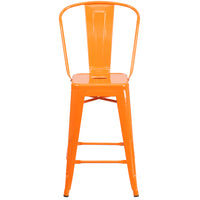 Flash Furniture – Tabouret de comptoir en métal, intérieur/extérieur, hauteur de 24 po, orange (CH3132024GBOR)-Tabouret de comptoir style Bistro