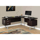Monarch Specialties - 7305 Bureau 70 po - Espresso Cote Droit Ou Gauche-Le dessus de bureau flottante extra-large libère le dessus des unités de rangement pour les utiliser comme surfaces supplémentaires