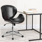 Flash Furniture – Chaise de conférence à pivot mi-dos SDSDM22405MAHBK, cuir noir, bois d'acajou-Mécanisme de verrouillage d'inclinaison