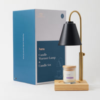 HABITU - Lampe chauffe-bougie à hauteur réglable avec bougie à la lavande - Noir-Lampe chauffe-bougie