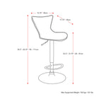 CorLivingMC – Tabouret de bar ajustable à dossier haut incurvé, similicuir blanc, ensemble de 2-Dimensions : 43 3/4 haut. x 15 3/4 larg. x 17 3/4 prof. (po)