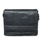 Mancini – Sac messager 99-5468-Black pour portatif de 15 po avec poche anti-RFID, 16,25 x 3,25 x 12 (po), noir-Cuir de buffle huilé et ciré à grain supérieur noir