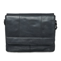 Mancini – Sac messager 99-5468-Black pour portatif de 15 po avec poche anti-RFID, 16,25 x 3,25 x 12 (po), noir-Cuir de buffle huilé et ciré à grain supérieur noir