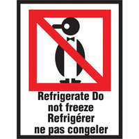 Étiquettes internationales de manutention spéciale, « réfrigérer ne pas congeler », bilingue, 3 po x 4 po, 500/rouleau-Dimensions : 3 po x 4 po