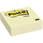 Post-it - bloc de feuillets autocollants jaune canari, feuillets réglé, 4 po x 4 po, 300 feuillets/bloc, 12 blocs/paquet-Les feuillets Post-it sont recyclables