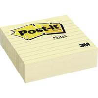 Post-it - bloc de feuillets autocollants jaune canari, feuillets réglé, 4 po x 4 po, 300 feuillets/bloc, 12 blocs/paquet-Les feuillets Post-it sont recyclables