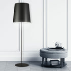 Dainolite - Lampe sur pied transitionnelle Dainolite, 1 lumière, noir avec abat-jour tambour noir-Métal