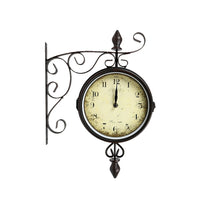Truu Design Double-Sided Bistro Clock, 8 inches, Brown-Mesure: l'horloge antique mesure 20,3cm D x 43,2cm H (8" D x 17" H)