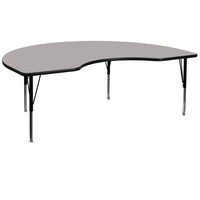 Flash Furniture – Table d’activités, haricot, 48 x 96 po, stratifié haute pression 1,25 po, pattes préscolaires réglables, gris-Stratifié gris