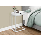 Monarch Specialties - 3601 Table D'Appoint - Blanc/Metal Blanc Et Tiroir-Assemblage requis