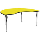Flash Furniture – Table d’activités haricot, 48 x 96 po, surface stratifiée haute pression de 1,25 po, pattes réglables, jaune-Stratifié jaune