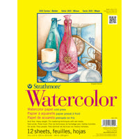 Strathmore - Bloc de papier à aquarelle - serie 300 - 9 po L x 12 po H - blanc -reliure à ruban adhesif -12 feuilles(P360-109-1)-Un papier aquarelle epais de qualite etudiante avec une surface pressee à froid. Ideal pour experimenter et pratiquer des techniques lorsque des lavis plus lourds et des retouches sont necessaires. Ce papier fournit des lavis uniformes et a une surface solide qui resiste au boulochage des fibres lors du levage de la couleur ou du frottement.