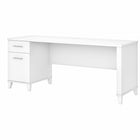 Bush Furniture - Bureau 72 po avec tiroirs Somerset - Blanc-La surface de travail spacieuse 60" L offre amplement d’espace pour étaler votre ordinateur et vos documents