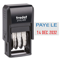 Trodat - Timbre encreur Printy 4850 - "PAYÉ LE"-Taille compacte