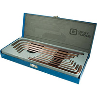 Gray Tools – Ensemble de 10 clés hexagonales S2 SAE à bras très long, 1/8 à 5/8 po-Formats : 1/8, 5/32, 3/16, 7/32, 1/4, 5/16, 3/8, 1/2, 9/16, 5/8 po.
