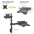 ShoppingAll - Support pour double écran et ordinateur portable entièrement réglable - Noir-Gardez vos câbles bien rangés et organisés grâce à nos clips de câbles intégrés, économisez votre espace de bureau et gardez votre poste de travail propre.