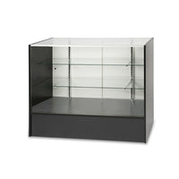 Can-Bramar – Vitrine Econoline vision intégrale, noir-Comprend des tablettes en verre ajustables de 10 po et 12 po