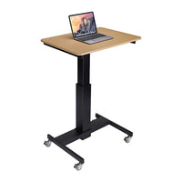 Rocelco MSD-28 Bureau d'école mobile debout, naturel / noir-Aide au mouvement du ressort à gaz avec poignées latérales pour un réglage facile de la hauteur de 25,5 po à 42 po au-dessus du sol