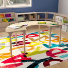 Flash Furniture - Table d'activites demi-lune Bright Beginnings de qualite commerciale en bois pour salle de classe-Plateau de table en bois composite certifie Greenguard en hêtre et blanc