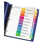Avery® 11188 Intercalaires Ready Index avec table des matières, onglets couleurs variées,  1-10, 6/pqt-Trois fois plus résistants : papier plus épais et plus fort, onglets renforcés, intercalaires avec trous renforcés sur les deux côtés